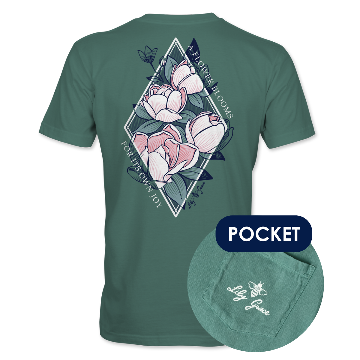 Lily Grace Magnolia Joy Preppy Pocket Tee – Pine