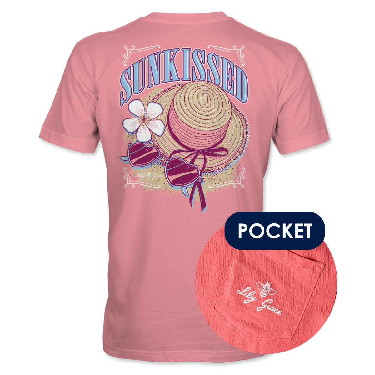 Lily Grace Sunkissed Preppy Pocket Tee – Pink