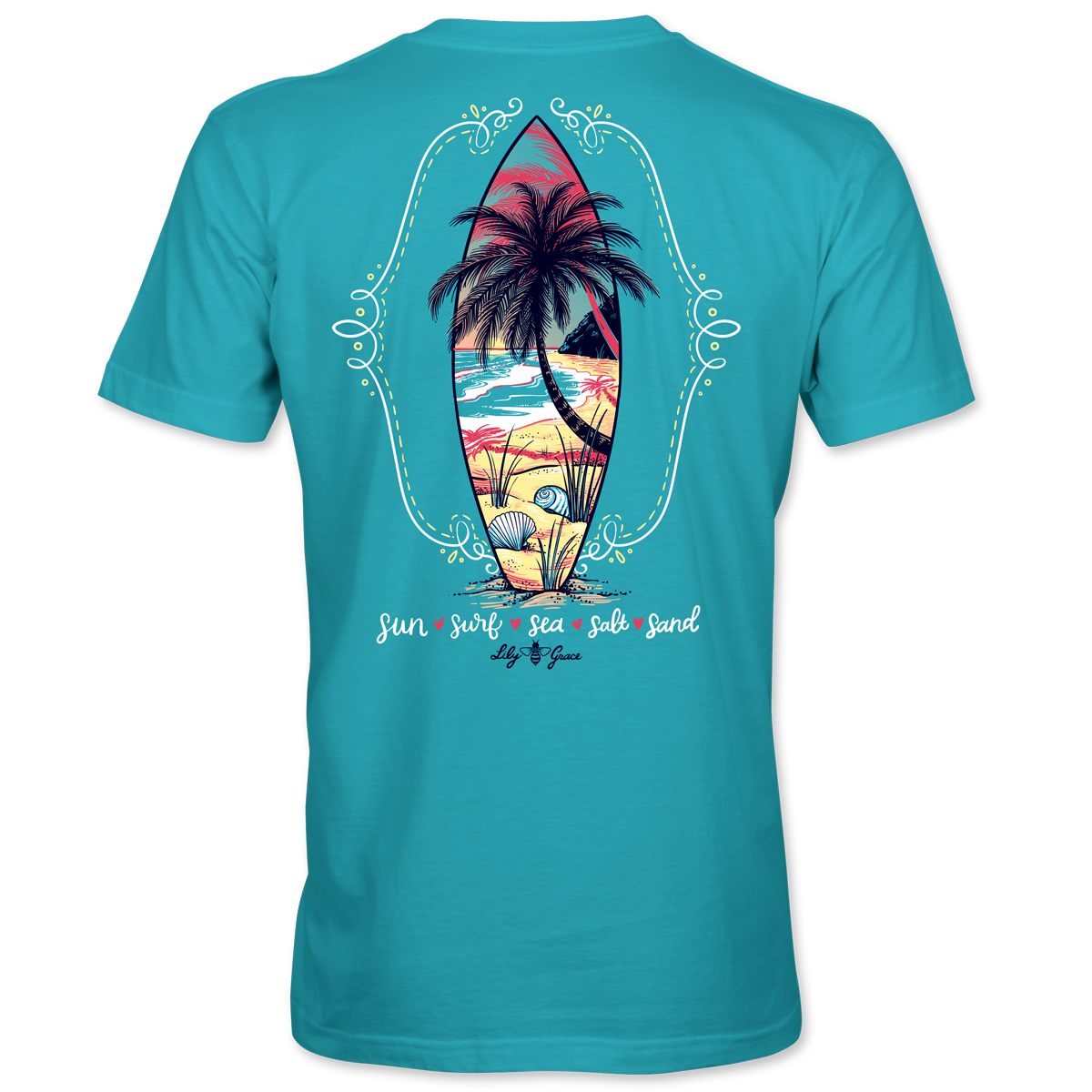 Lily Grace Sun. Surf. Sea. Salt. Sand Preppy Pocket Tee – Lagoon